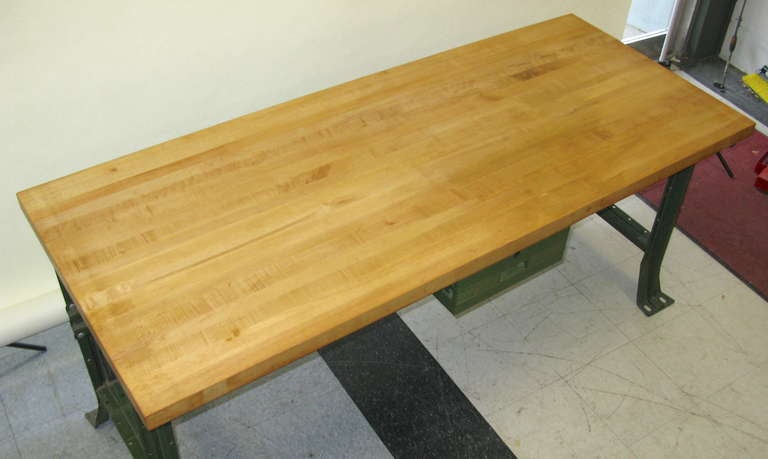 1940 Soild Maple 1 Drawer Work Table In Good Condition In Hudson, NY