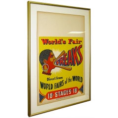 Rare 1940 Vintage Circus Poster - Freaks