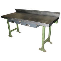 1940 Vintage Industrial Steel Top Work Table