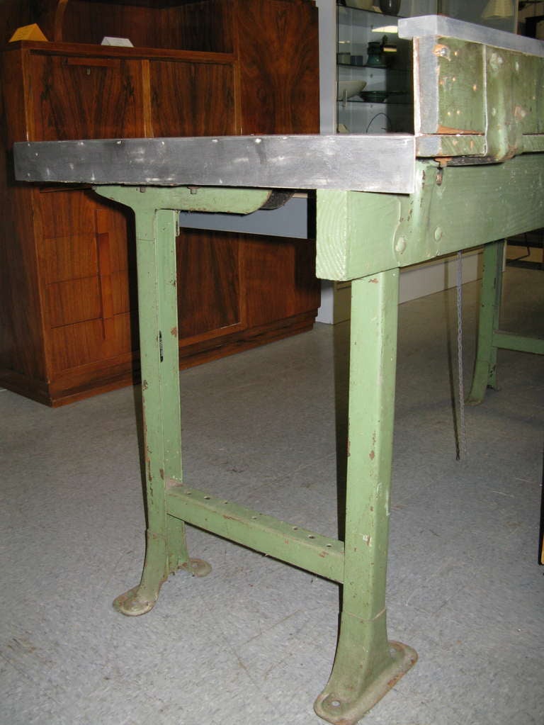 1940 Vintage Industrial Steel Top Work Table In Good Condition For Sale In Hudson, NY
