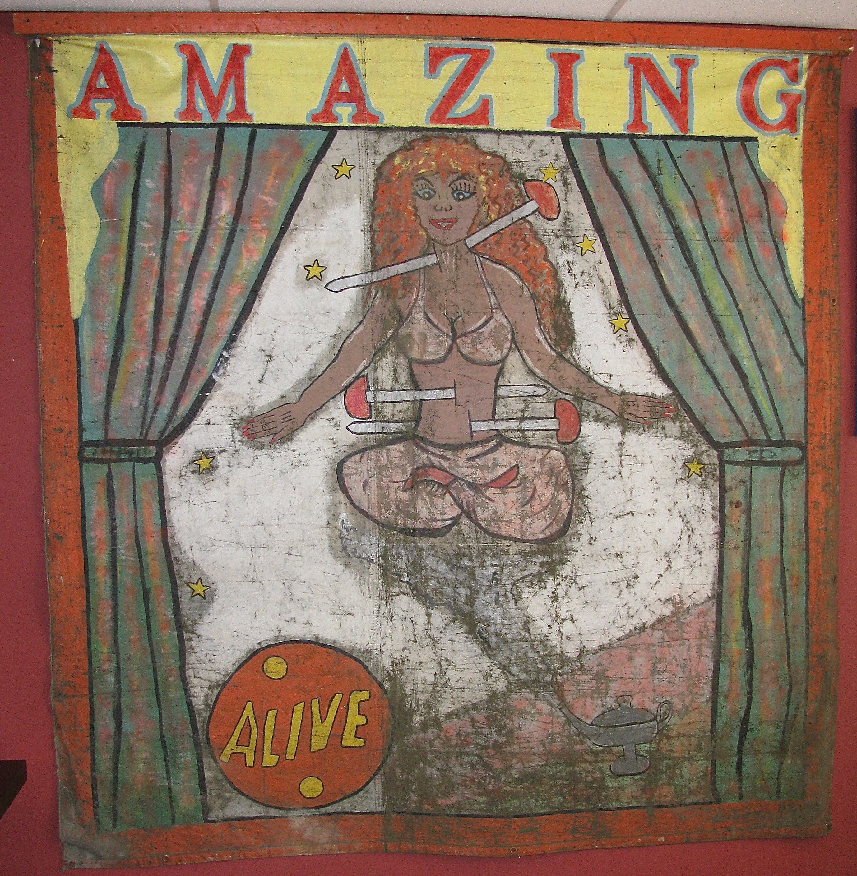 Broadside de cirque Entertaining 1950 - « Amazing » - bannière double face