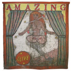Retro Entertaining 1950 Circus Broadside- "Amazing" Double Sided Banner