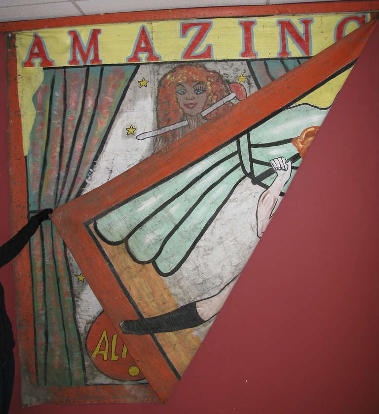 Américain Broadside de cirque Entertaining 1950 - « Amazing » - bannière double face