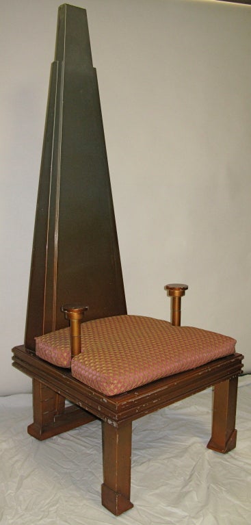 Sold at Barney's NY in 1983. Very unusual chair from the skyscraper series from Frank Siciliano. The chairs are signed and numbered 3 of 3 and 4 of 4.