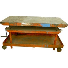 1940 Solid Iron Adjustable Height Work Table