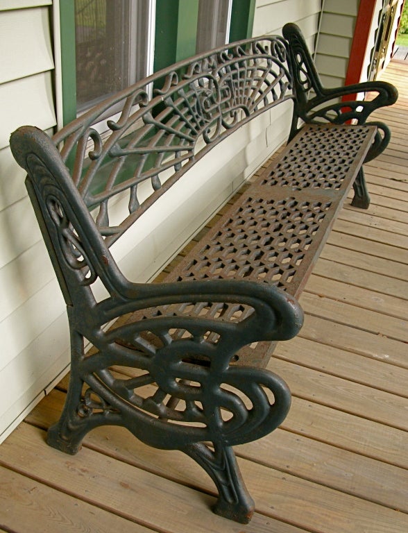 Cast Iron Garden Bench with Musical Note Design 3
