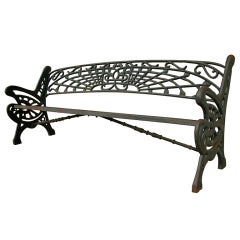 Cast Iron Garden Bench with Musical Note Design