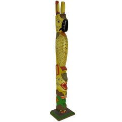 Vintage 1940 Folkart Totem Pole -Great Color