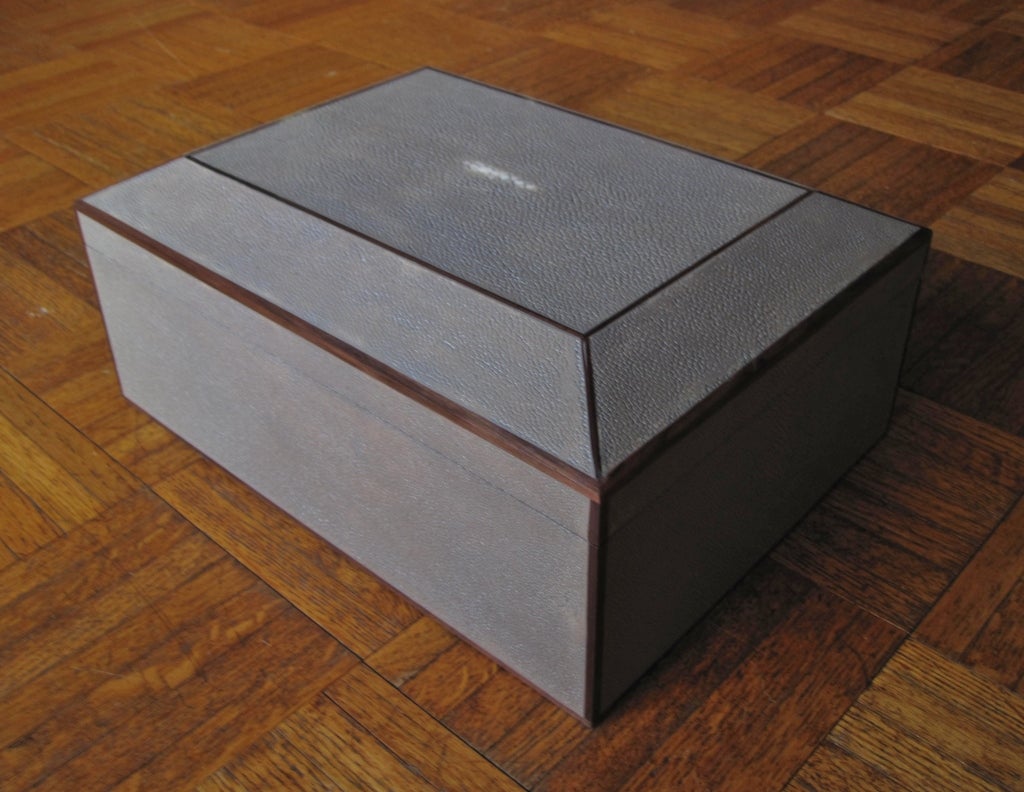 Grey shagreen and ebony inlay humidor