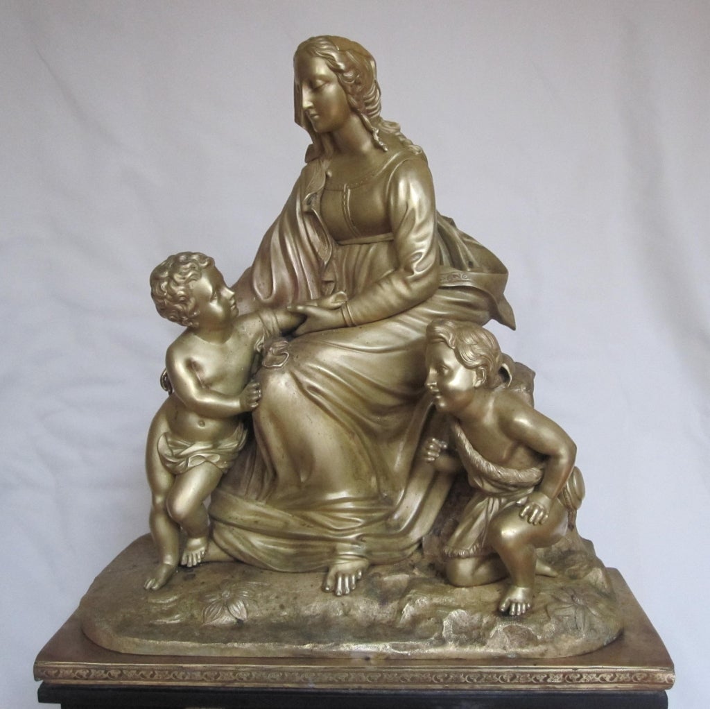 French bronze and marble clock