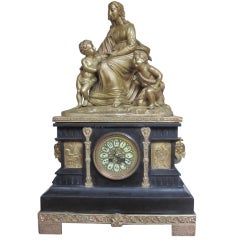 French bronze and marble clock