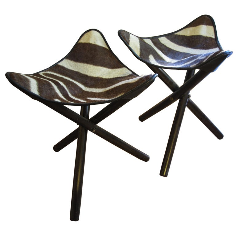Pair of zebra camping chairs For Sale