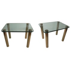 Pair of glass & Brass Side Tables