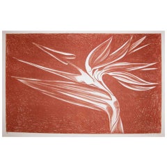 Bird of Paradise in Brick Red by Lowell Nesbitt