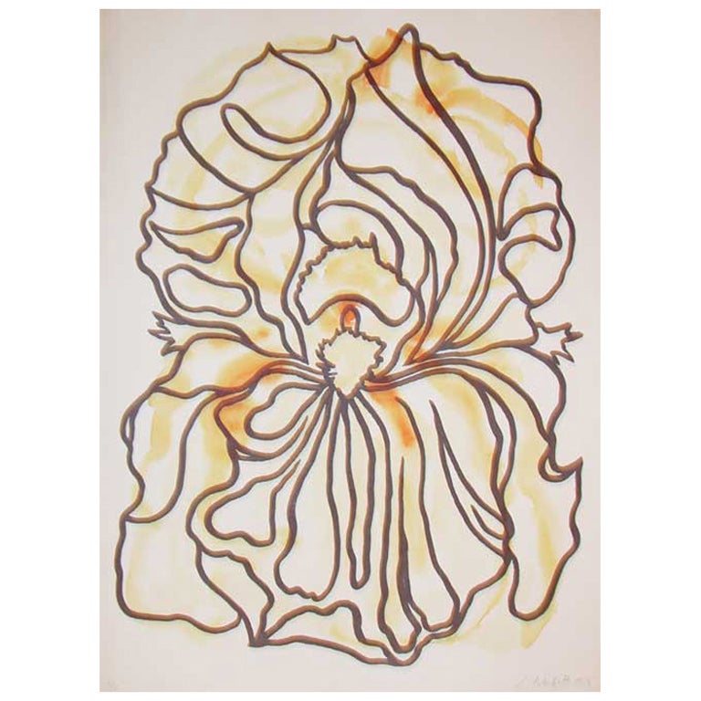 Iris Outline on Watercolor by Lowell Nesbitt For Sale