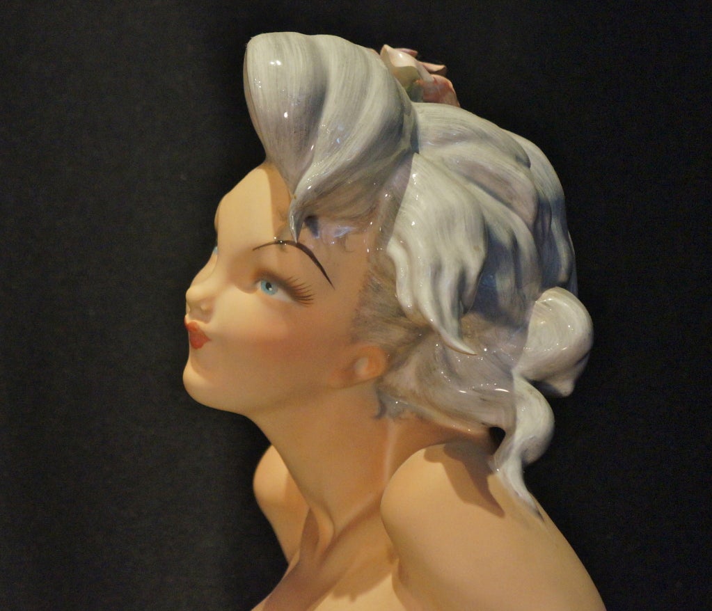 Mid-20th Century Nude Bathing Beauty Ceramic Figurine by Tiziano Galli For Sale