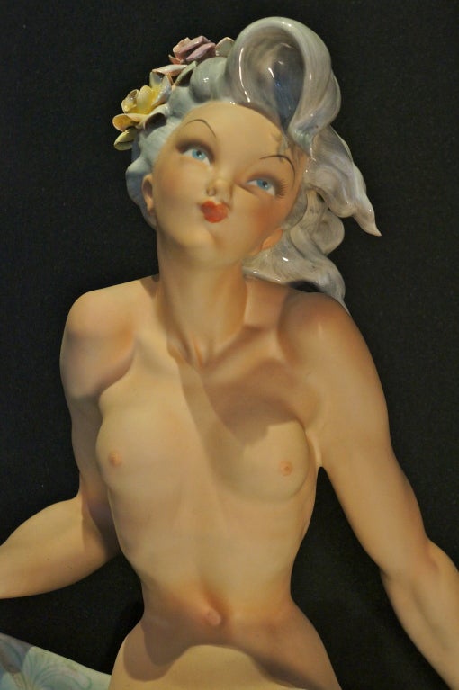 Nude Bathing Beauty Ceramic Figurine by Tiziano Galli For Sale 3