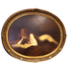 Vintage Nude Maiden Reading a Book, La Liseuse, after J.J. Over Henner
