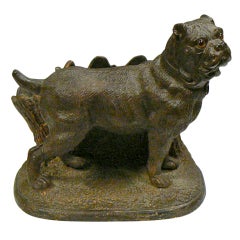 Antique Mastiff Bulldog w Glass Eyes Pottery Dog Cigar Holder