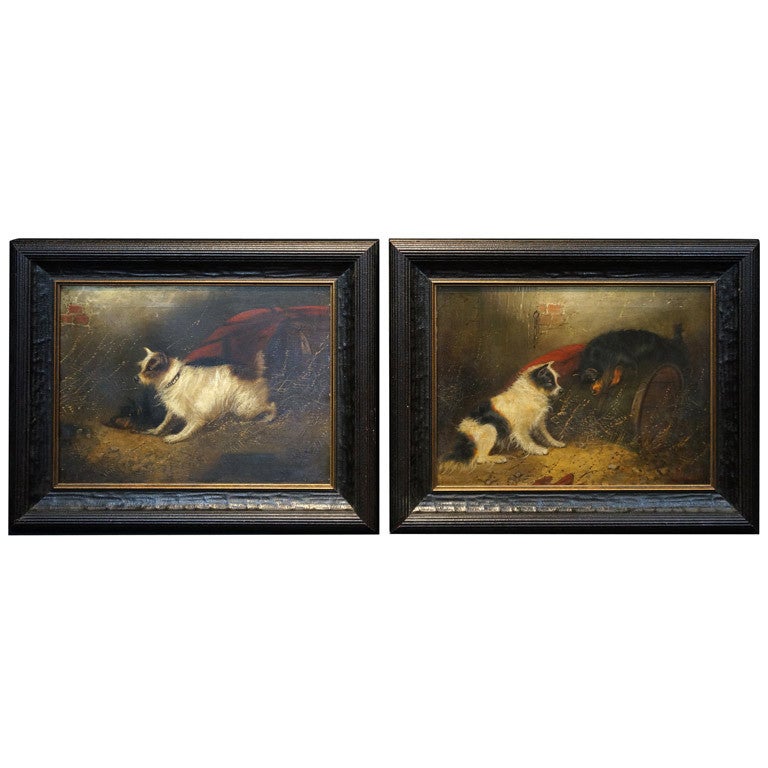 Pair Victorian Dog Paintings, Armfield For Sale at 1stDibs