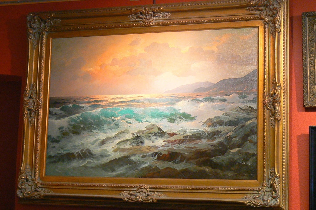 California Coastal, Crashing Surf at Sunset, Alexander Dzigurski