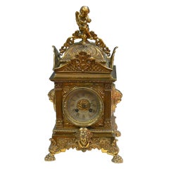 French Renaissance Figural Bronze Mantel Clock