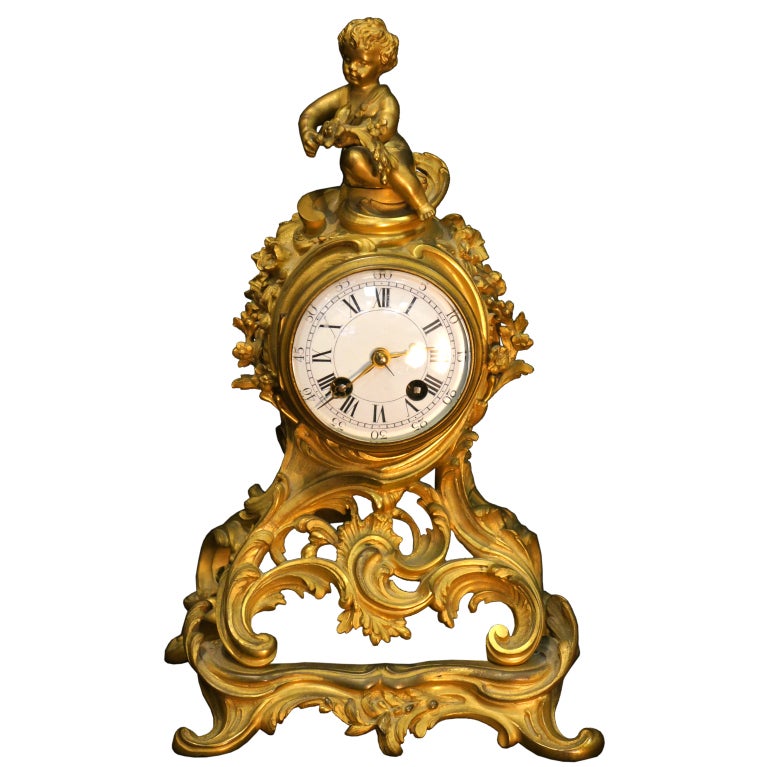 Tiffany & Co. Louis XV Dore' Bronze Mantel (Mantle) Clock For Sale