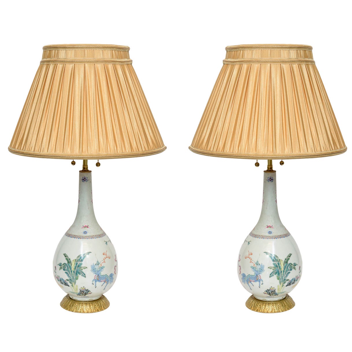 Pair of Bronze-Mounted Chinese Porcelain Lamps For Sale