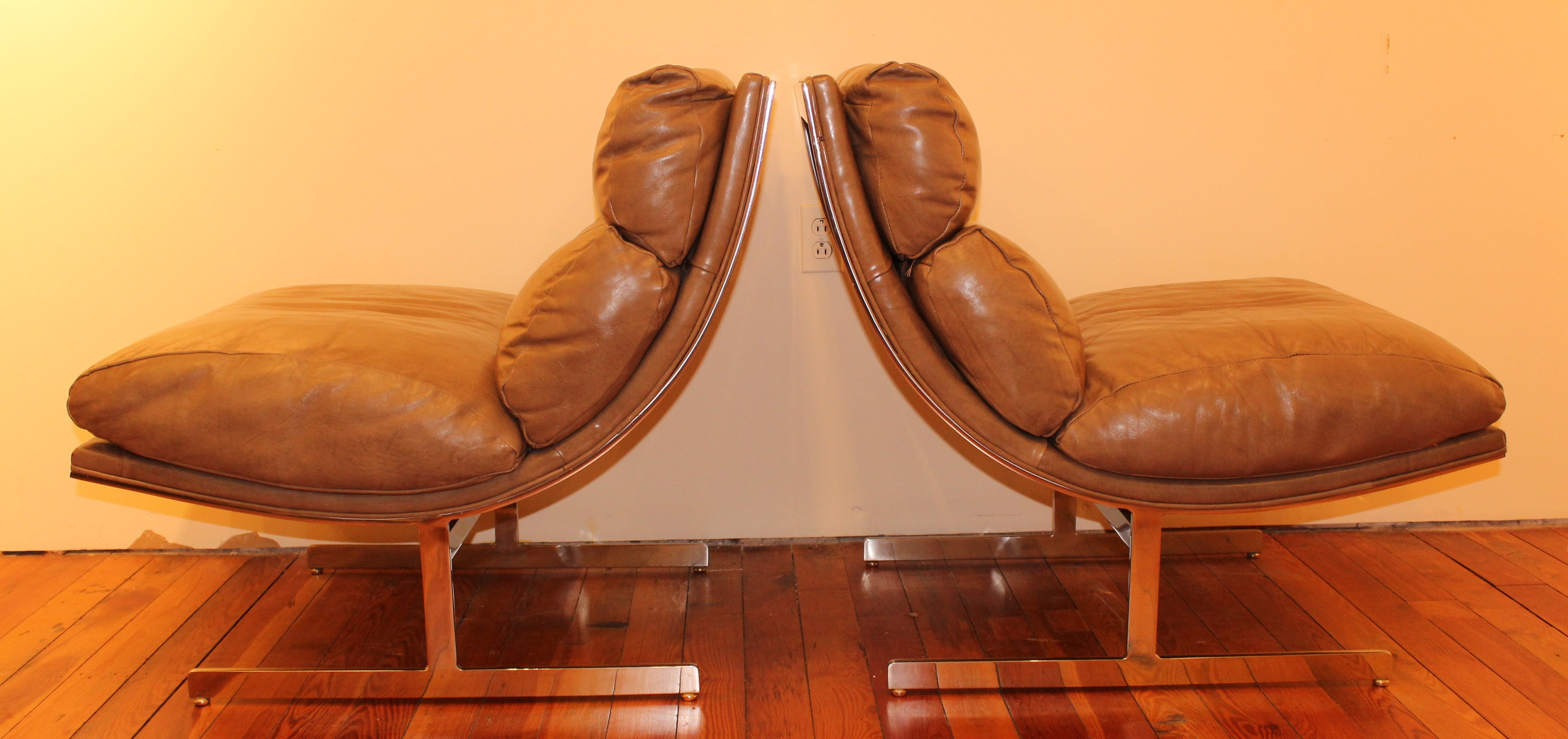Pair of Leather Chairs by Kipp Stewart for Directional, 1960