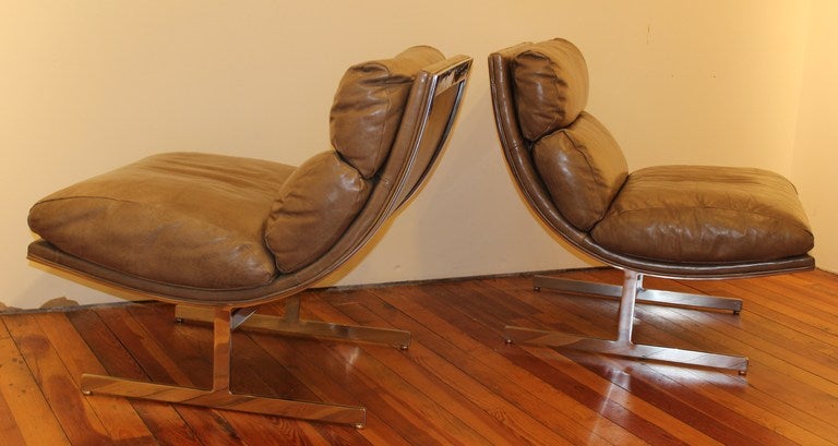 Pair of Leather Chairs by Kipp Stewart for Directional, 1960 In Good Condition In Hamburg, PA