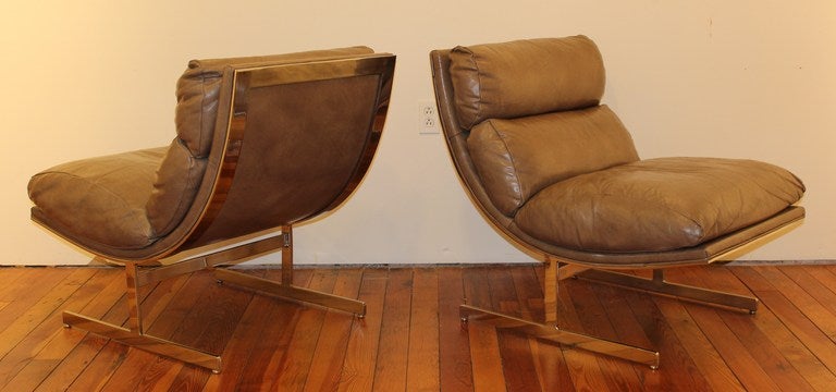 Mid-20th Century Pair of Leather Chairs by Kipp Stewart for Directional, 1960