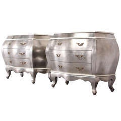 Pair of Italian Style Silver Leaf Bombay Chests
