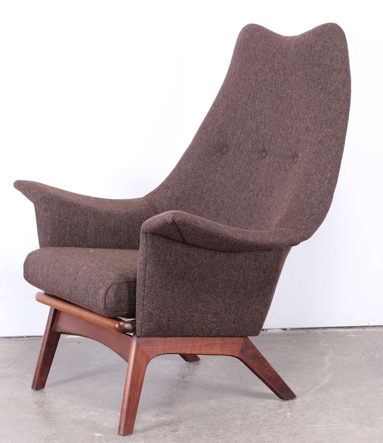 Adrian Pearsall sculptural arm chair reupholstered in a textured solid woven Hayworth fabric in 