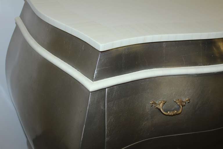 20th Century Pair of Italian Style Silver Leaf Bombay Chests