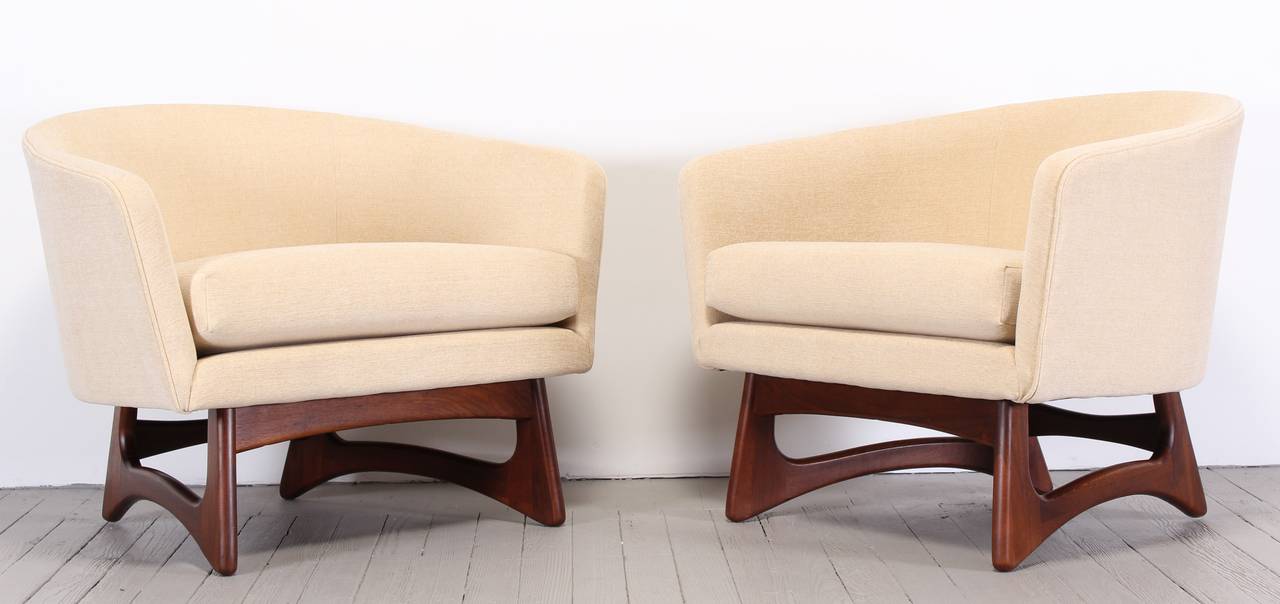Fabric Pair of Adrian Pearsall Lounge or Arm Chairs, 1960