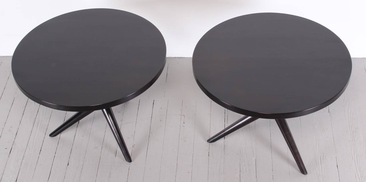 Mid-Century Modern Pair of Tripod Based Robsjohn-Gibbings Side Tables