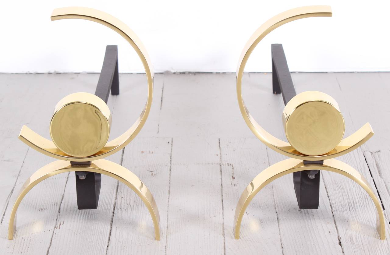 A Pair of Art Deco Andirons by Donald Deskey