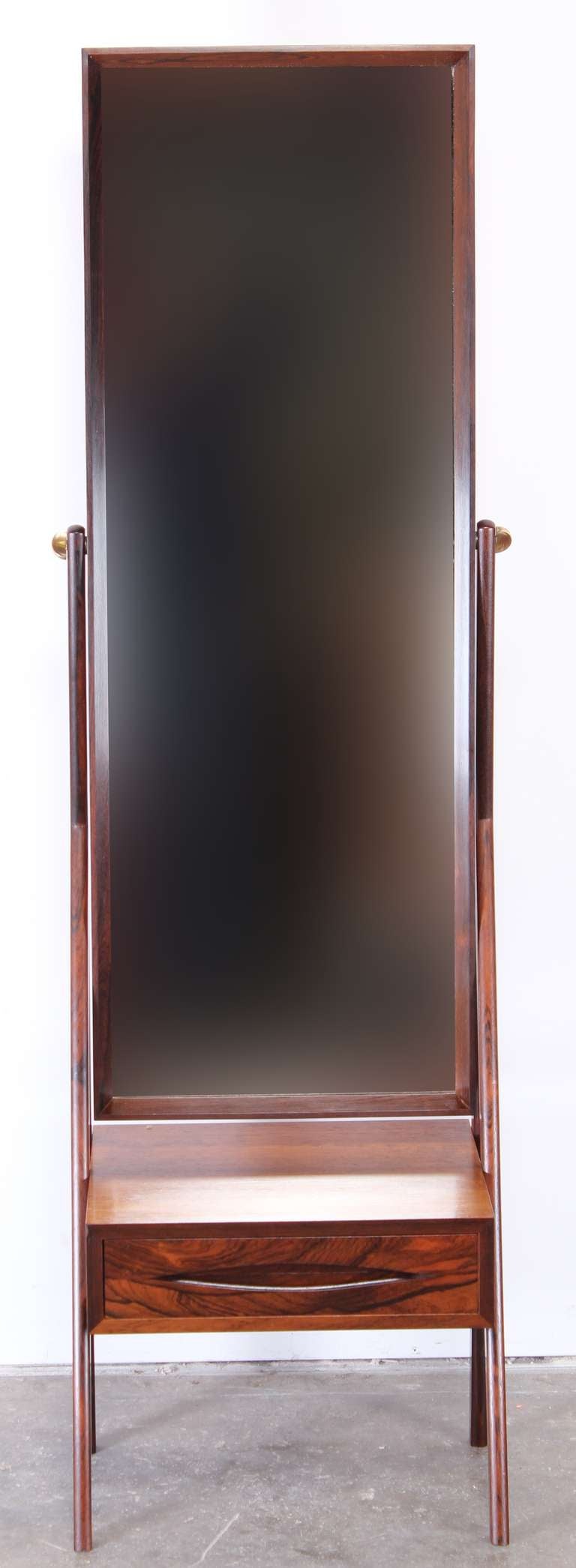 Mid-Century Modern Danish Rosewood Cheval Mirror in the Style of Vodder