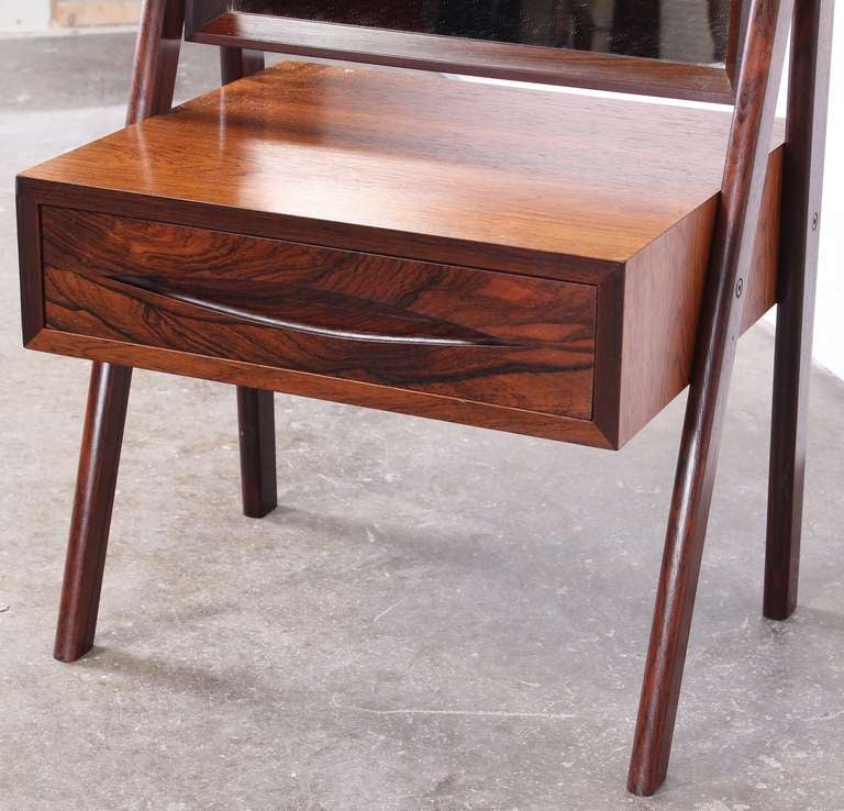 Danish Rosewood Cheval Mirror in the Style of Vodder 1