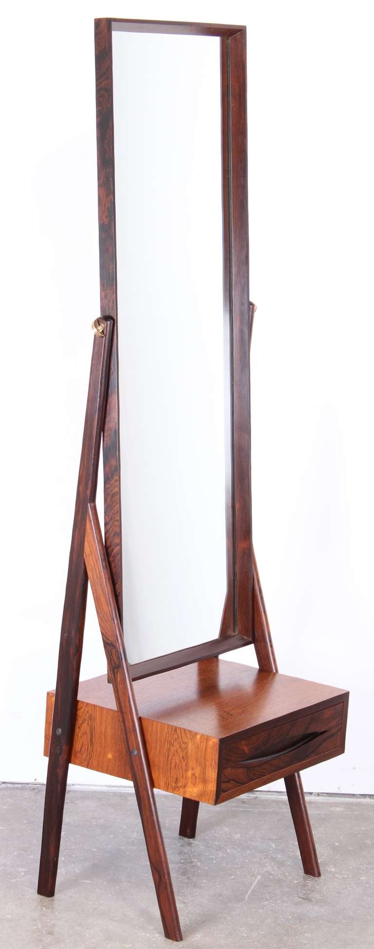 Danish Rosewood Cheval Mirror in the Style of Vodder In Excellent Condition In Hamburg, PA