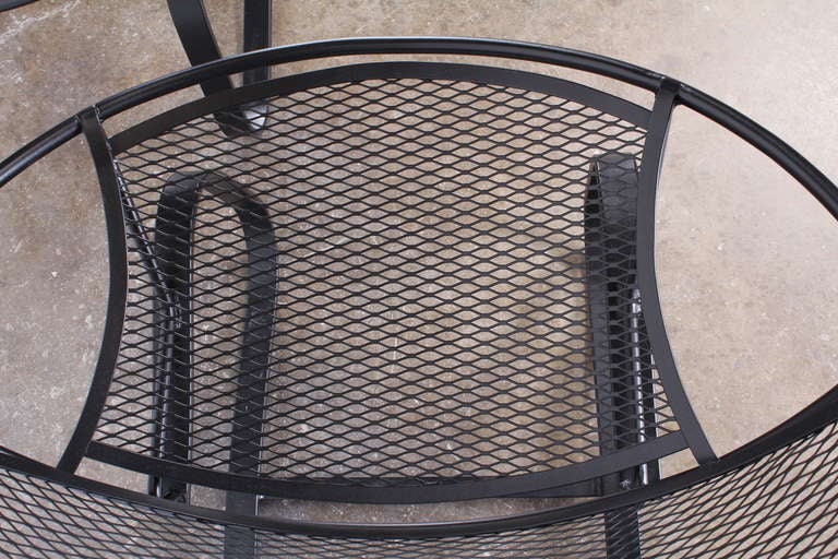 American Pair of Wrought Iron Salterini Cantilevered Lounge Chairs