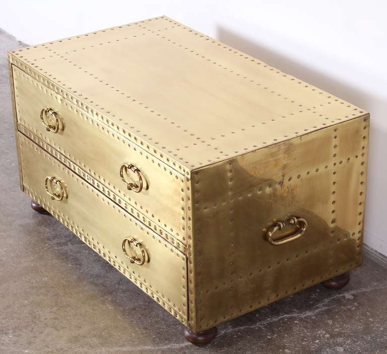 Sarried Brass Trunk Chest In Excellent Condition In Hamburg, PA