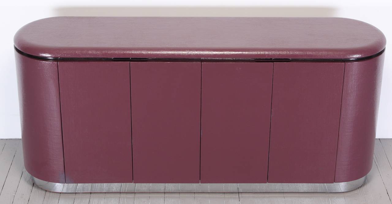 Karl Springer Style Linen Covered Credenza In Good Condition In Hamburg, PA