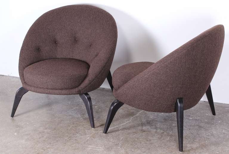 American Pair of Spider Leg Chairs in the Style of Jean Royère, 1950