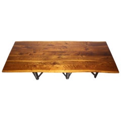 Nakashima Style Free Edge Walnut Slab Dining Table 