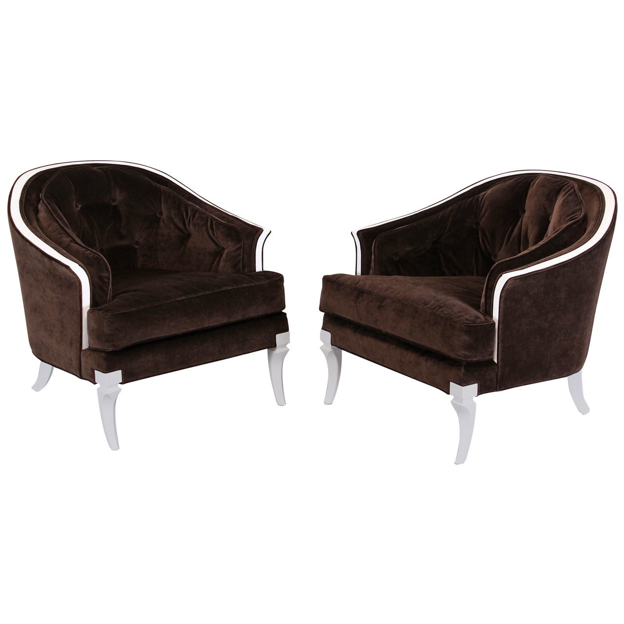 Luxurious Pair of Hollywood Regency Armchairs, 1960s