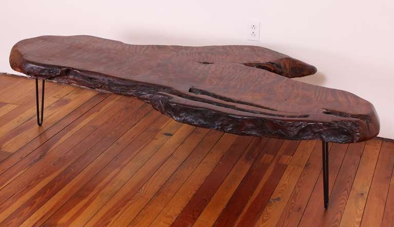 Nakashima Style Free Form Redwood Coffee Table