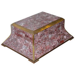 Maitland Smith Tessellated Wine Marble & Brass Inlaid Box