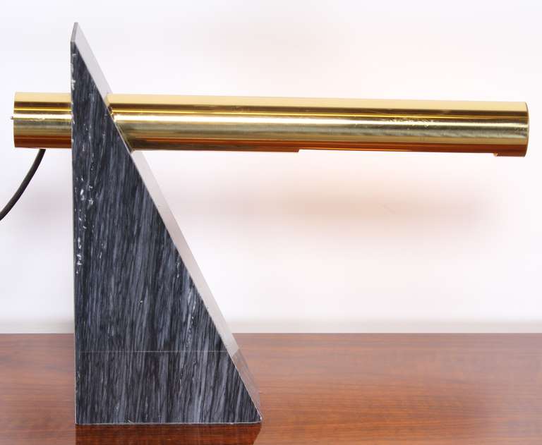Marble and brass desk lamp designed by Robert Sonneman.