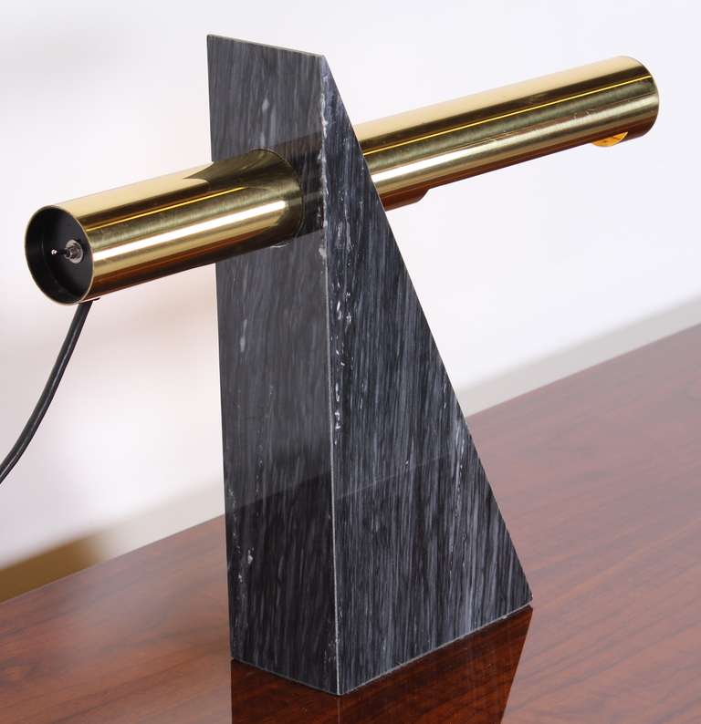 American Robert Sonneman Marble & Brass Desk Lamp